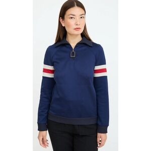 JW Anderson 2 of 6Navy & Multicolour Striped Half Zip Sweater Sz 34 Small